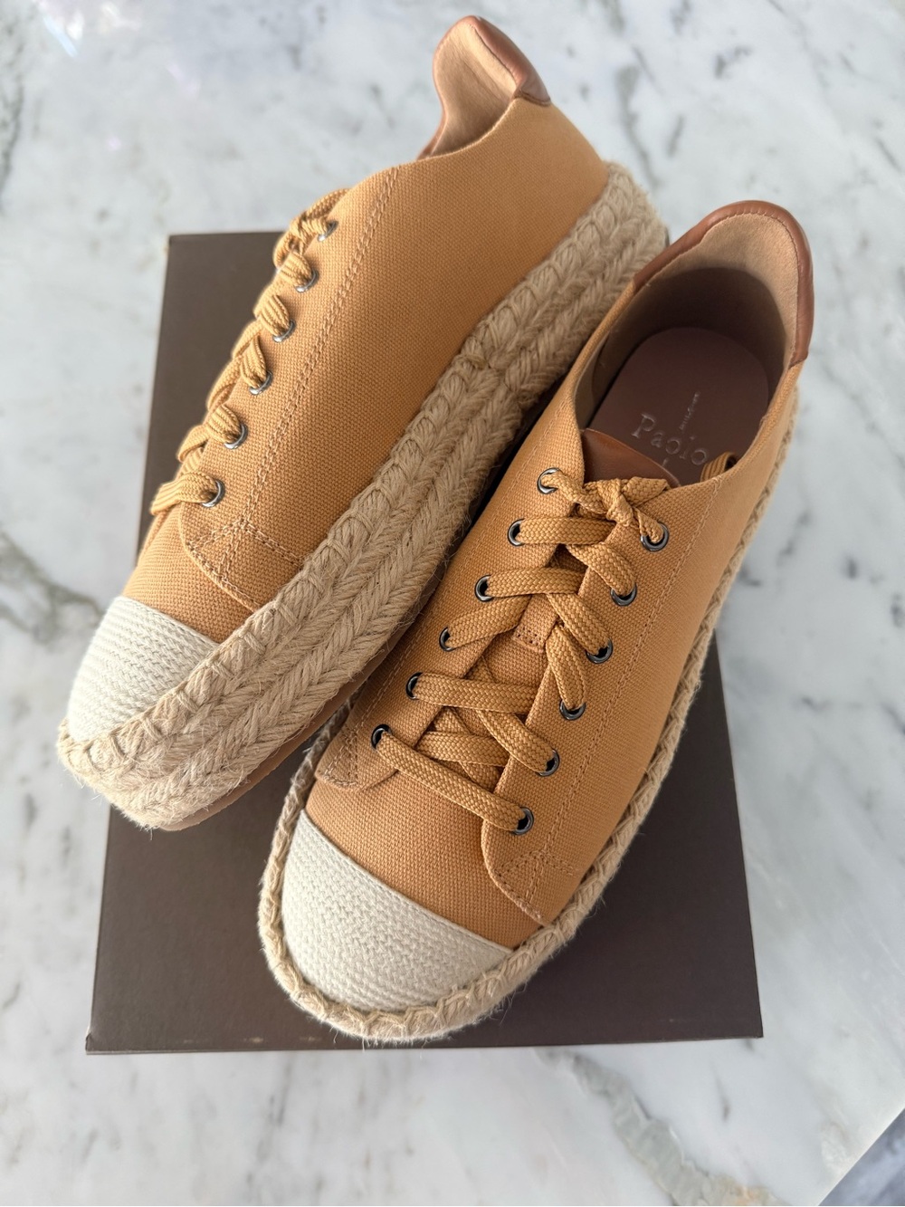 Paolo Silva Womans Natural Canvas Espadrille Sneakers with Cream Toe Nib 8